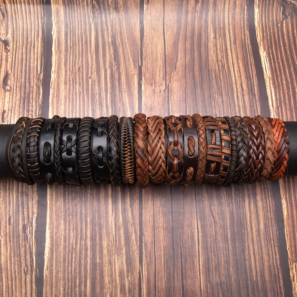 Wholesale 20Pcs/ 30Pcs/ 50Pcs Retro Simple Pu Leather Braided Bracelet Retro Bracelet